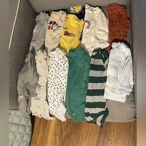 Baby boy size 0-3 month long sleeve onesie lot
